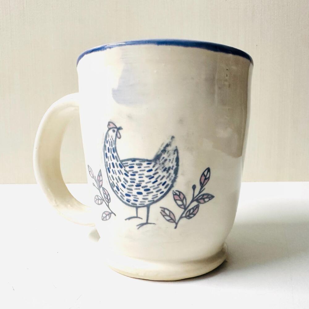 Pottery Coffee Tea Mug Chicken Rooster Farm Animal Savanna Snow Wilkins